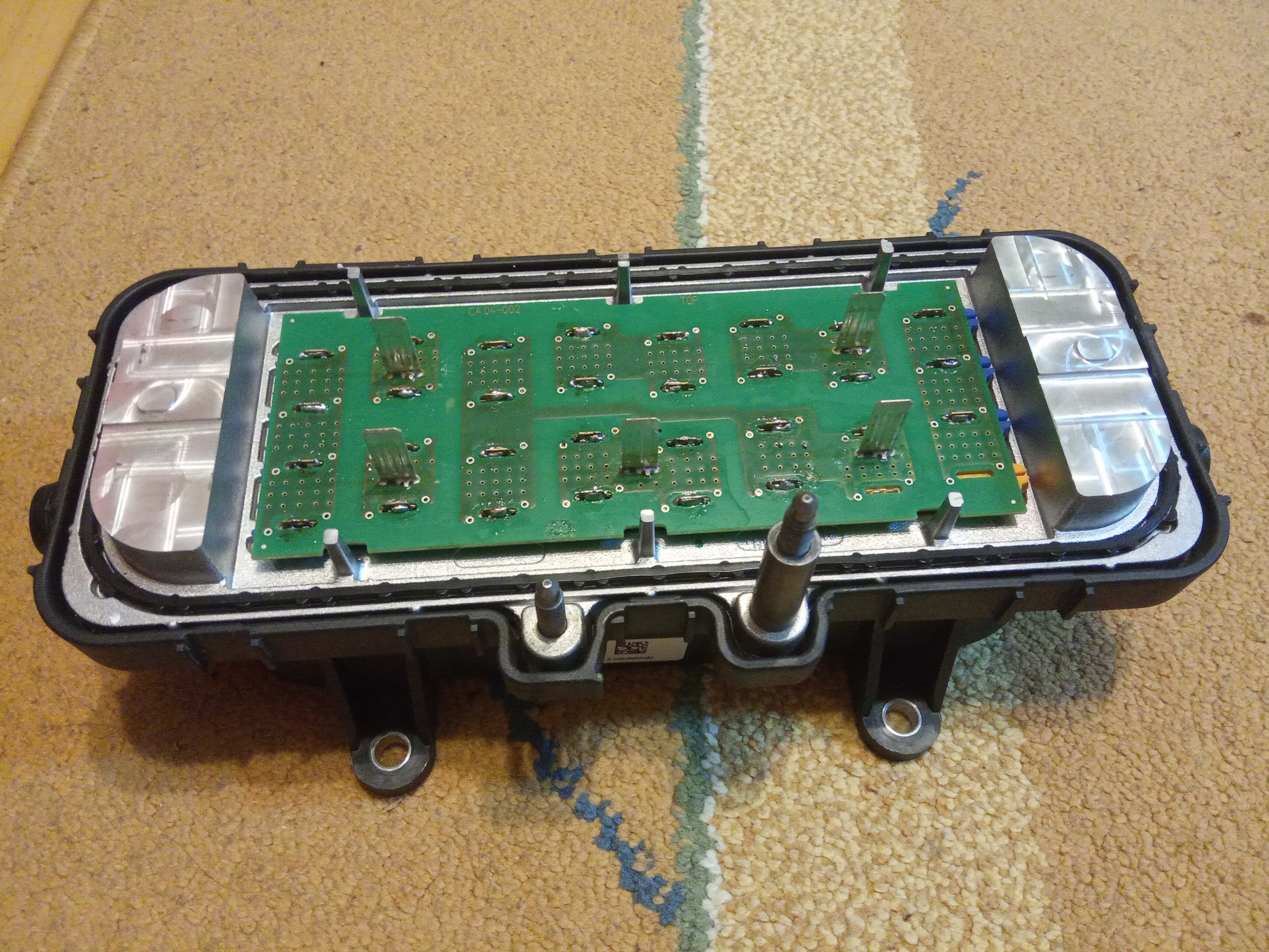 Terminals soldered to the heating elements.